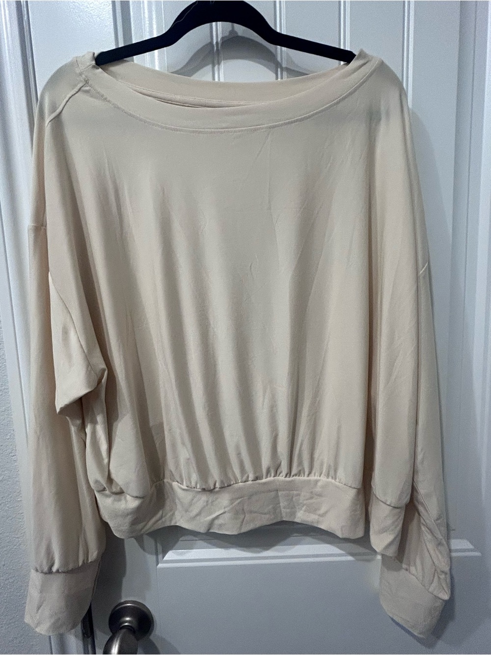 Old Navy Cream Boatneck Relaxed Pullover Sweatshirt